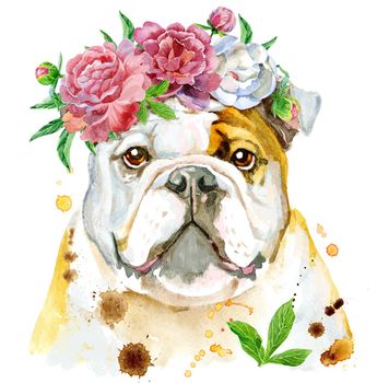 Cute Dog. Dog T-shirt graphics. watercolor Dog illustration