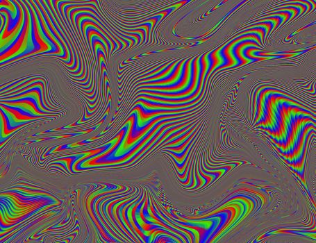 Psychedelic Rainbow Background LSD Colorful Wallpaper. Abstract Hypnotic Illusion. Hippie Retro Texture.