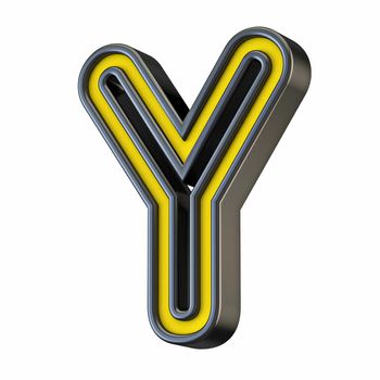 Yellow black outlined font Letter Y 3D rendering illustration isolated on white background
