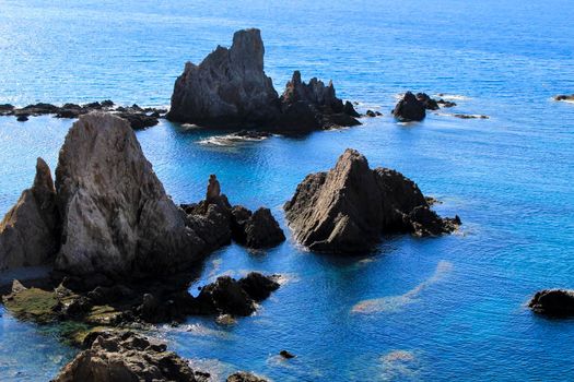 Reef of the Sirens in Cabo de Gata-Nijar natural park, Almeria, Spain on a sunny day of summer.