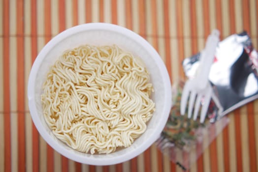 cooking noodles instant top view