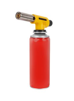 Gas can with manual torch burner isolated on white background
