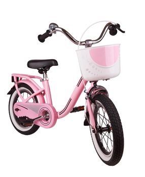 Pink kids bike isolated on a white background