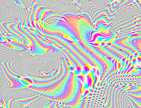 Psychedelic Rainbow Background LSD Colorful Wallpaper. Abstract Hypnotic Illusion. Hippie Retro Texture.