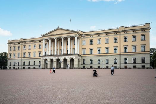 Oslo, Norway. September 2021. the panoramic view of the The Royal Palace in the city center