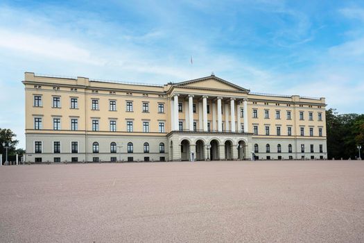 Oslo, Norway. September 2021. the panoramic view of the The Royal Palace in the city center