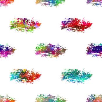 Watercolor Brush Stripes Seamless Pattern Grange Geometric Design in Rainbow Color. Modern Strokes Grung Collage Background for kids fabric and textile.