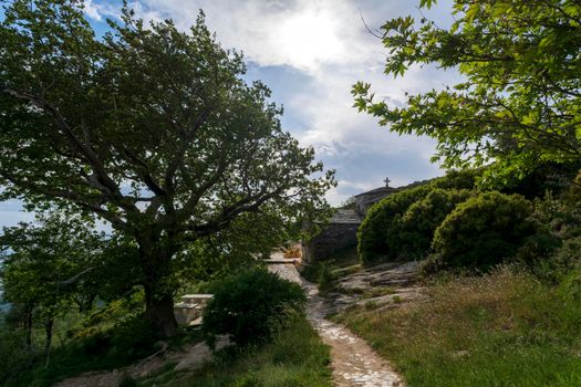 Orthodox monastery Saints Asomatos in Penteli, a mountain to the north of Athens at Greece.