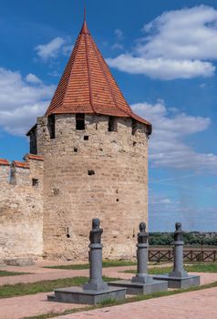 Bender, Moldova 06.09.2021.  Fortress walls and towers of the Tighina Fortress in Bender, Transnistria or Moldova, on a sunny summer day