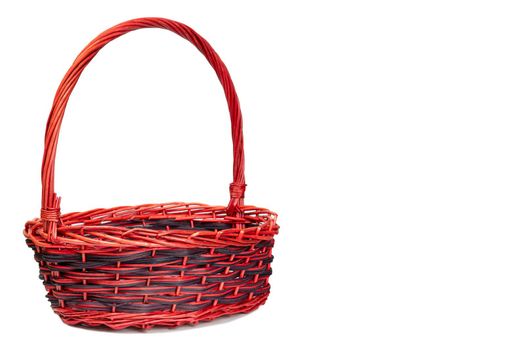 Red weave basket with clipping path on isolated