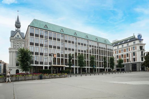 Oslo, Norway. September 2021. The outdoor view of the Foreign affairs ministry of Norway building in the city center