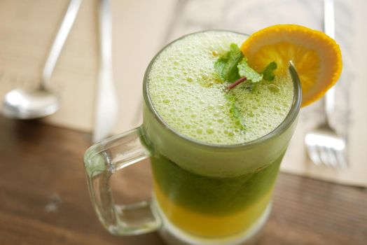 glass of lemon juice on table