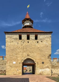 Bender, Moldova 06.09.2021.  Fortress walls and towers of the Tighina Fortress in Bender, Transnistria or Moldova, on a sunny summer day