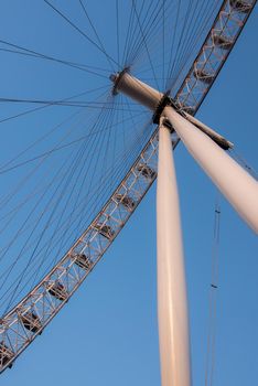 The London Eye up close of ferris wheel architecure
