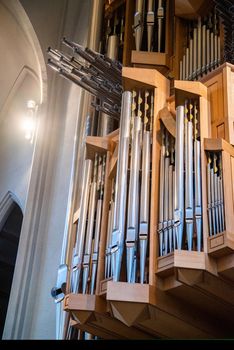 Beautiful large organs inside of a church music catholic religion