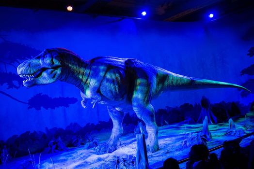 London, UK - January 27, 2017: The Tyrannosaurus Rex stands proud at the London Natural History Museum.