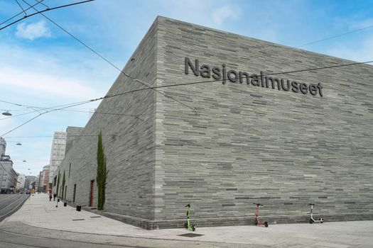 Oslo, Norway. September 2021.  exterior view of the national art museum building in the city center