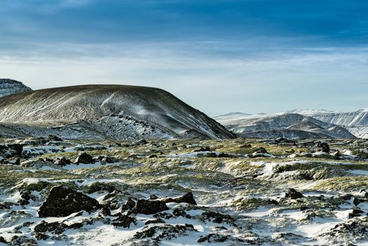 Mountains near Hveragerdi in a sunny day, Iceland