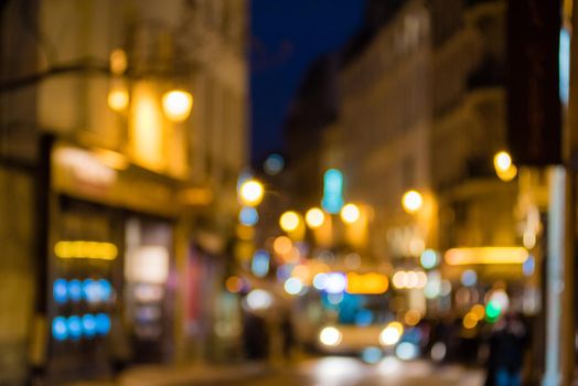 Paris, France - February 3, 2017: Abstract blurred view highlighting the colors of the streets of Paris.