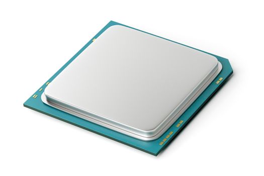 Modern computer processor on white background