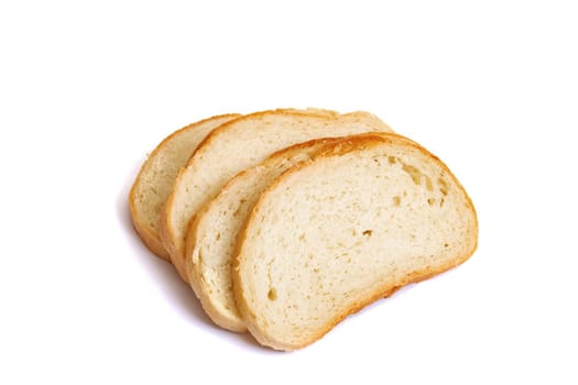 Sliced white bread isolated on a white background close up