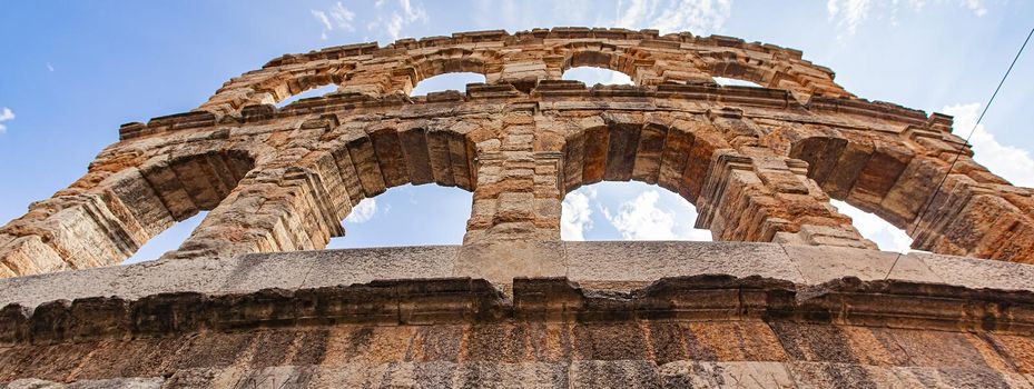 Verona Arena amphitheater, banner image with copy space