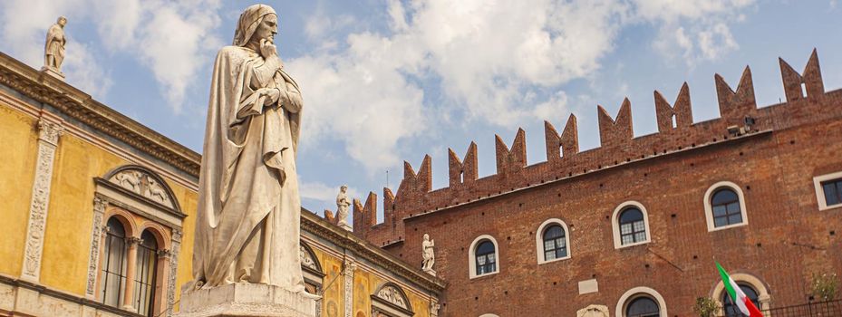 Verona Dante statue, banner image with copy space
