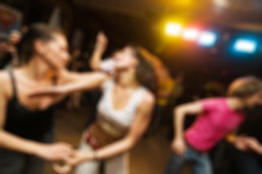 Dancers disco party blur background