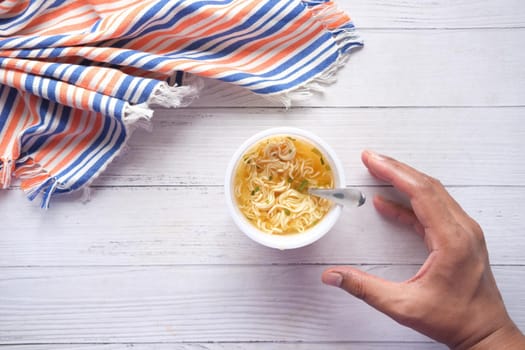 cooking noodles instant top view