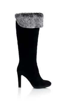 Modern fashionable women winter boot shot in studio