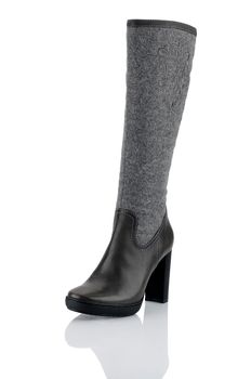 Modern fashionable women winter boot shot in studio