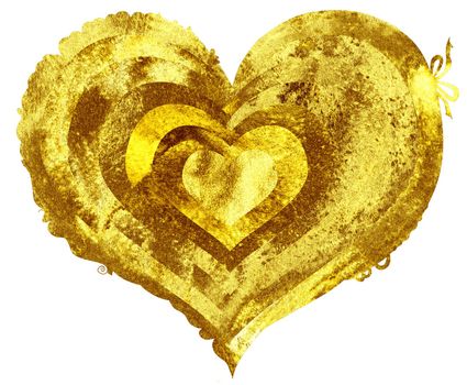 Watercolor gold heart with light and shade