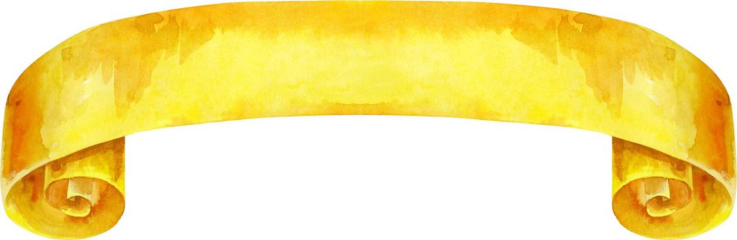 Watercolor hand drawn illustration. Waving yellow flag