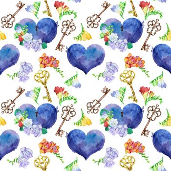 Seamless pattern. Watercolor illustration on a white background