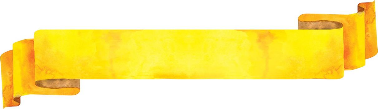 Watercolor hand drawn illustration. Waving yellow flag