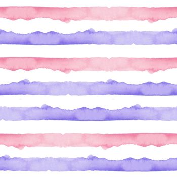 Abstract Pink Blue Stripes Watercolor Background.Line Seamless Pattern for Fabric Textile and Paper. Simple Hand Painted Stripe.