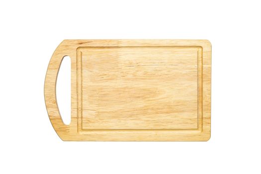 Wooden tray cutting board isolated on white background mock up top view