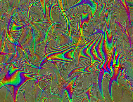 Trippy Psychedelic Rainbow Background Glitch LSD Colorful Wallpaper. 60s Abstract Hypnotic Illusion. Hippie Retro Texture. hallucinations.