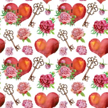 Seamless pattern. Watercolor illustration on a white background