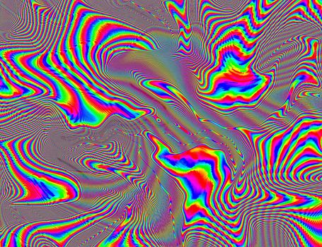 Psychedelic Rainbow Background LSD Colorful Wallpaper. Abstract Hypnotic Illusion. Hippie Retro Texture.