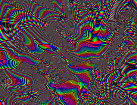 Trippy Psychedelic Rainbow Background Glitch LSD Colorful Wallpaper. 60s Abstract Hypnotic Illusion. Hippie Retro Texture. hallucinations.