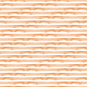 Orange Abstract Watercolor Geometric Background. Seamless Pattern with Stripes. Handmade Texture for Fabric Design and Wallpaper