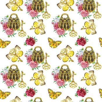 Seamless pattern. Watercolor illustration on a white background