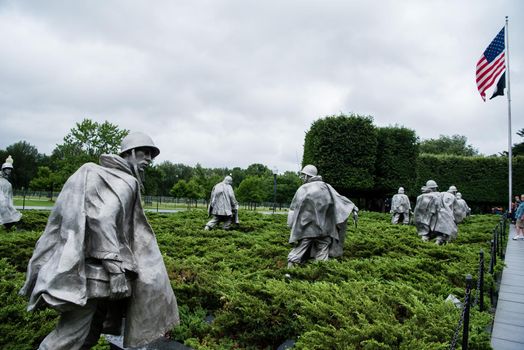 View of soldiers on battlefield at the Korean War Memorial