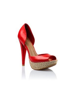 Red fashionable women shoe shot in studio
