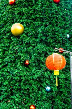 Chinese lantern for Chinese new year festival hanging and the Christmas tree and the decoration things