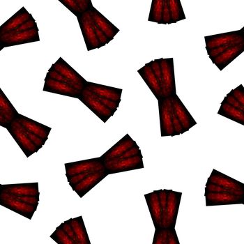 Seamless Pattern with Red and Black Bow on White Background. Digital Illustration. Cute Seamless Pattern for Design, Wrapping.