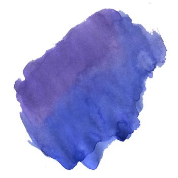 Blue and Violet Watercolor Stain. Isolated element on White background for Decoration, Poster, Banner, Greeting Cards Design.