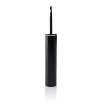 Liquid black eyelinder brush over white