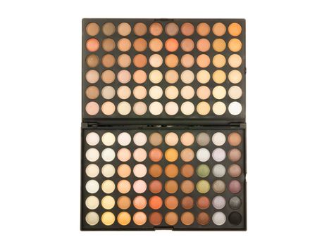Professional makeup palette isolated on white background